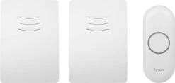 Byron DBY-21134 Draadloze Deurbel - 2 Ontvangers - 1 Ontvanger Met Stekker 1 Ontvanger Op Batterijen - Waterdicht - Wit - 100m Bereik - 80dB - 36 Melodieën