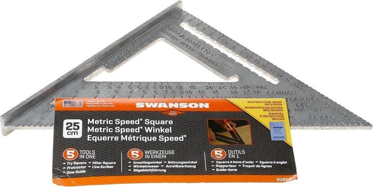 Swanson Timmermans Meetdriehoek Aluminium 250mm(5-in-1) 2 Swanson Timmermans Meetdriehoek Aluminium 250mm(5-in-1) - Afbeelding 2