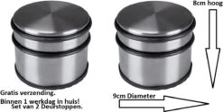 Perel Deurstopper - 2 Stuks - 9x7,5 Cm - Metaal, Chroom