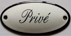 Merkloos Emaille Deurbordje Wandbord Privé - 10 X 5 Cm Ovaal