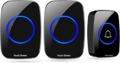 Vivid Green Draadloze Deurbel Met 2 Ontvangers – Deurbel Draadloos - Deurbellen – Wireless Doorbell - IP44 Waterdicht