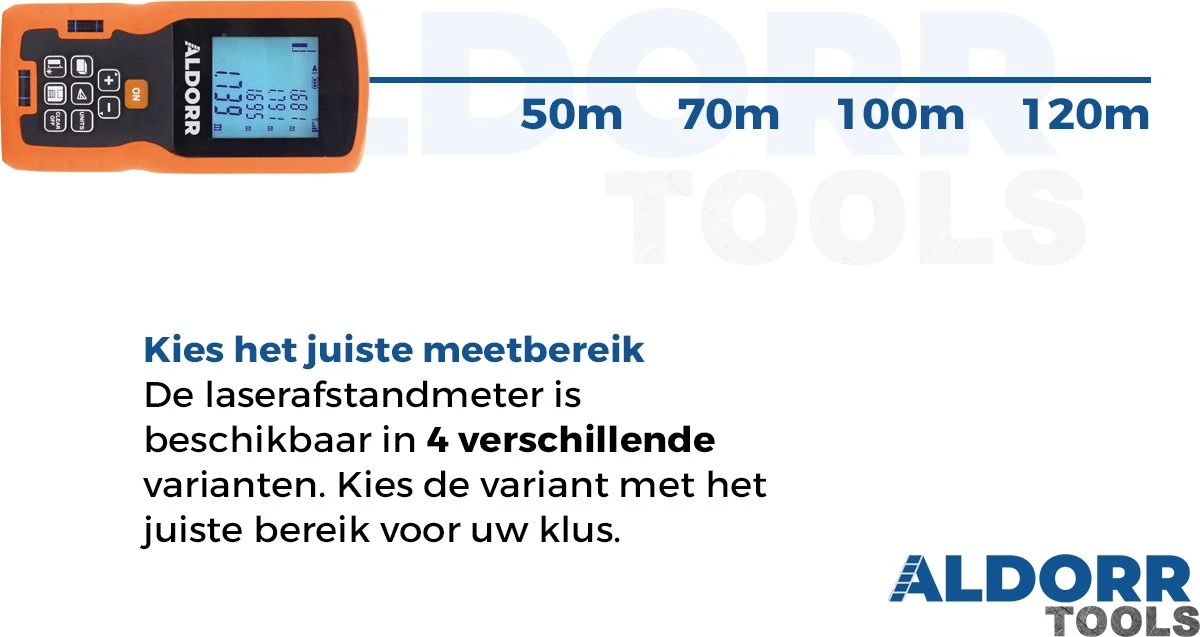 ALDORR Tools - Professionele Laserafstandmeter - 120 Meter Bereik - Uitgebreide Meetopties 4 ALDORR Tools - Professionele Laserafstandmeter - 120 Meter Bereik - Uitgebreide Meetopties - Afbeelding 4