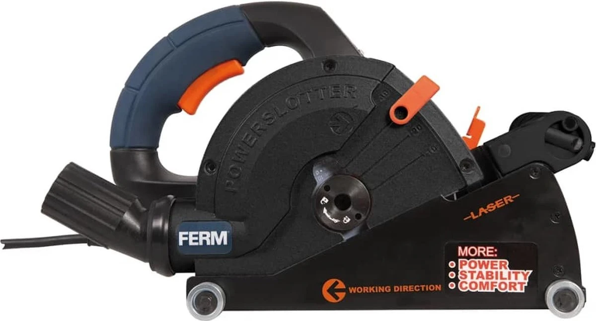 FERM WSM1008 Muurfrees - Freesmachine - 1600W - Met 2 Diamantschijven 150mm - Laser - Stofzuigadapter - Canvas Opbergtas 9 FERM WSM1008 Muurfrees - Freesmachine - 1600W - Met 2 Diamantschijven 150mm - Laser - Stofzuigadapter - Canvas Opbergtas - Afbeelding 9