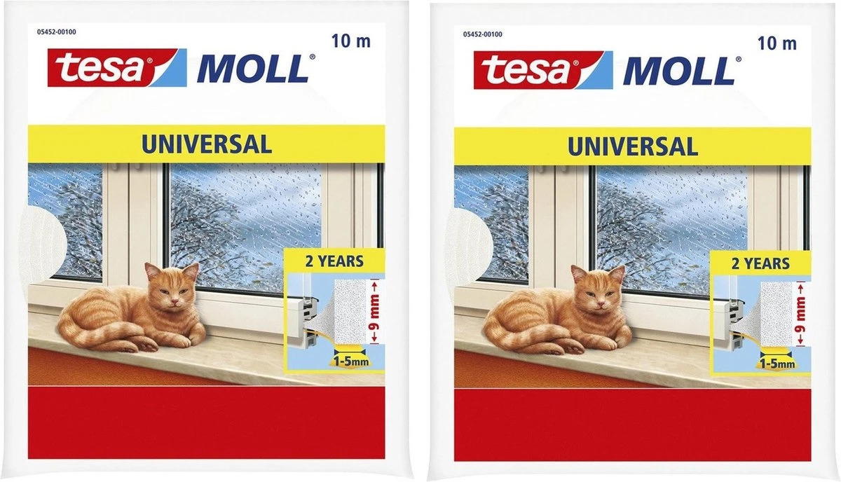 Tesa 2x Pakjes Zelfklevende Raam/deur Tochtstrip Wit 10 Meter X 9 Mm - Huis Isolatie - Tochtstroken Voor Ramen En Deuren 1 Tesa 2x Pakjes Zelfklevende Raam/deur Tochtstrip Wit 10 Meter X 9 Mm - Huis Isolatie - Tochtstroken Voor Ramen En Deuren