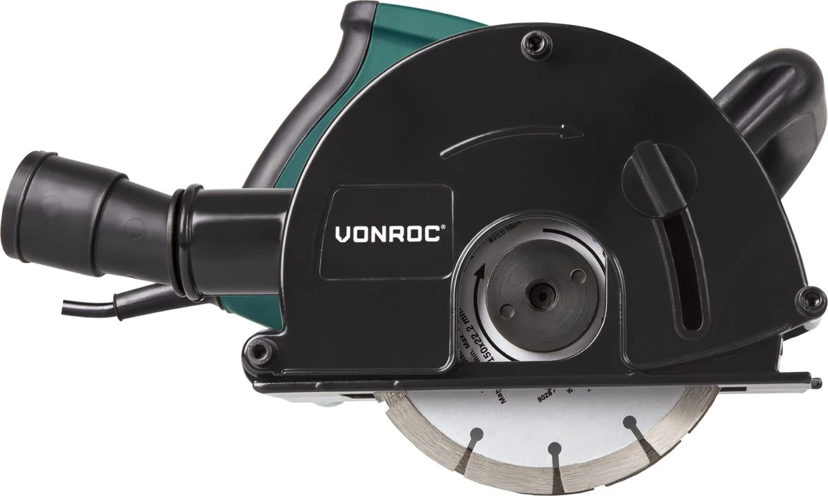 VONROC Muurfrees – Sleufmachine – 1700W – Ø150MM – Incl. 2 Stuks Diamantschijven & Opbergtas 2 VONROC Muurfrees – Sleufmachine – 1700W – Ø150MM – Incl. 2 Stuks Diamantschijven & Opbergtas - Afbeelding 2