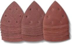 Parkside Schuurpapierset - Gemakkelijk Vervangen Door Klittenbandhechting - Kenmerken: Geperforeerd - Ook Geschikt Voor Stofafzuigende Apparaten - Driehoek-schuurpapierset - Inhoud: 24 Bladen - Korrelgrootte: 60/120/240 (elk 8 Bladen) - Gebruik: Hout