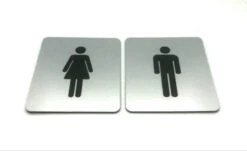 Deurbordje - WC Bordje - WC - Toiletbord - Bordje - RVS Look - Pictogram – Heren Dames – Man - Vrouw – Set Van 2 - Zelfklevend – 10 Cm X 12 Cm X 1,6 Mm - 5 Jaar Garantie