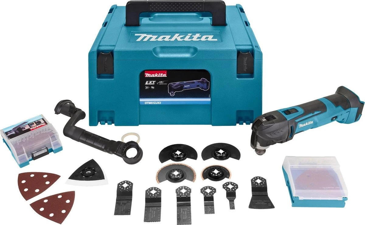 Makita DTM51ZJX3 Multitool - Oscillerend - 18 V - Incl. Koffer En 16 Accessoires - Losse Body (geleverd Zonder Accu En Lader) 1 Makita DTM51ZJX3 Multitool - Oscillerend - 18 V - Incl. Koffer En 16 Accessoires - Losse Body (geleverd Zonder Accu En Lader)