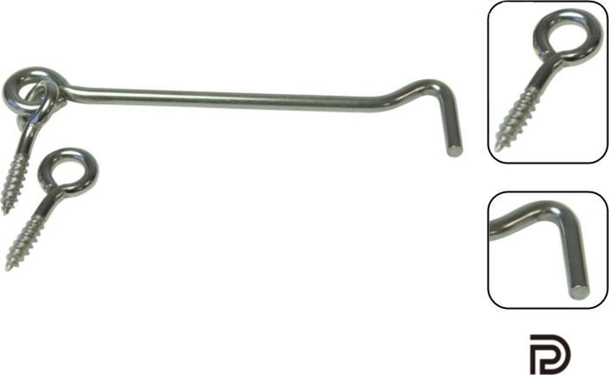 PD® - Windhaak 12cm - Windhaak Met Schroefoog 120mm - Deurvastzetter Voor Buiten En Binnen - Haak Voor Het Open Houden Van Deuren 1 PD® - Windhaak 12cm - Windhaak Met Schroefoog 120mm - Deurvastzetter Voor Buiten En Binnen - Haak Voor Het Open Houden Van Deuren