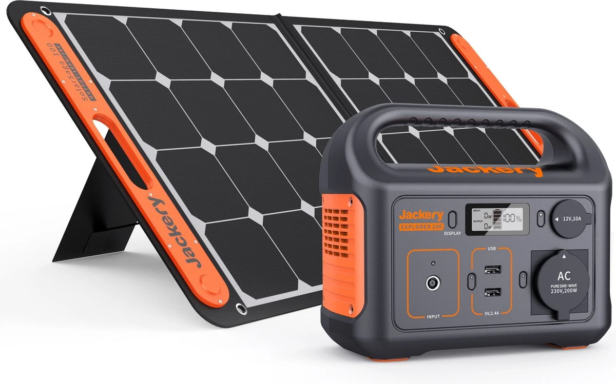 Jackery Explorer 240 Met 100W Zonnepaneel - Jackery Powerstation Met Zonnepaneel - Solar Panel Gereedschapsaccu - Kamperen - Off-grid Survival - 230V Power Station Generator 1 Jackery Explorer 240 Met 100W Zonnepaneel - Jackery Powerstation Met Zonnepaneel - Solar Panel Gereedschapsaccu - Kamperen - Off-grid Survival - 230V Power Station Generator