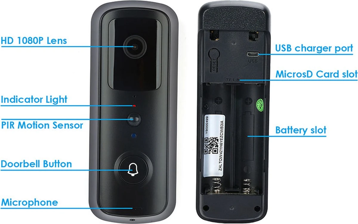 T-ring Smarthome Video Deurbel V3 - Deurbelset - Draadloos - IOS En Android - Zwart (Geen Abonnement Verplichting) (incl. 2 X Oplaadbare Accu Batterijen En Losse Bel.) EXTRA SMAL MODEL ! 15 T-ring Smarthome Video Deurbel V3 - Deurbelset - Draadloos - IOS En Android - Zwart (Geen Abonnement Verplichting) (incl. 2 X Oplaadbare Accu Batterijen En Losse Bel.) EXTRA SMAL MODEL ! - Afbeelding 15