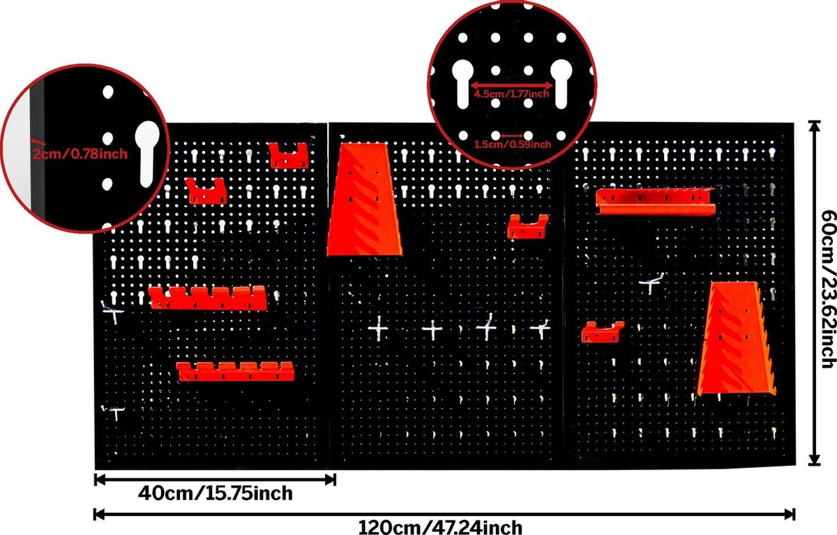 MondiDeal - MondiTools - Gereedschapswand - Gereedschapshouder - Toolhouder - 3-delig Gereedschap Paneel - Inclusief Ophang Accessoires - Wandrek 3 MondiDeal - MondiTools - Gereedschapswand - Gereedschapshouder - Toolhouder - 3-delig Gereedschap Paneel - Inclusief Ophang Accessoires - Wandrek - Afbeelding 3