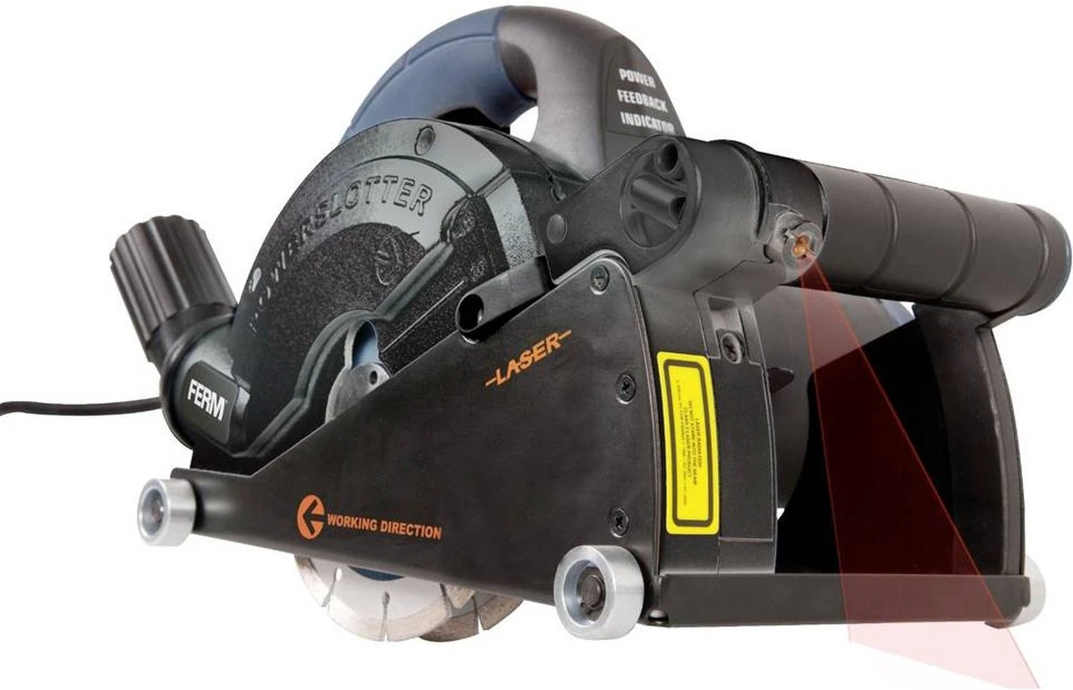 FERM WSM1008 Muurfrees - Freesmachine - 1600W - Met 2 Diamantschijven 150mm - Laser - Stofzuigadapter - Canvas Opbergtas 1 FERM WSM1008 Muurfrees - Freesmachine - 1600W - Met 2 Diamantschijven 150mm - Laser - Stofzuigadapter - Canvas Opbergtas