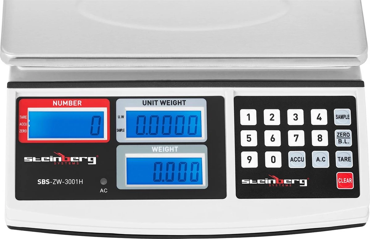 Steinberg Systems Telweegschaal - 30 Kg / 1 G - Wit 5 Steinberg Systems Telweegschaal - 30 Kg / 1 G - Wit - Afbeelding 5