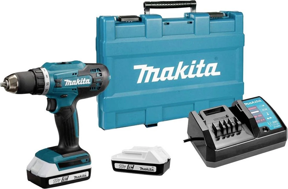 Makita DF488DWE 18V Li-Ion Accu Boor-/schroefmachine Set (2x 1.5Ah Accu) In Koffer - 36x13mm 1 Makita DF488DWE 18V Li-Ion Accu Boor-/schroefmachine Set (2x 1.5Ah Accu) In Koffer - 36x13mm