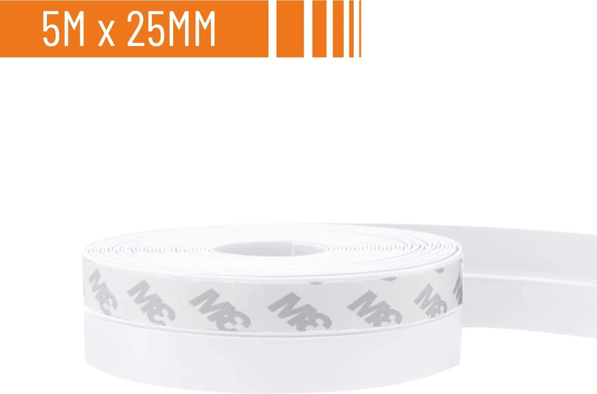 Simple Fix Tochtstrip - 500cm X 2.5cm - Tochtstrips Voor Deuren - Tochtstopper - Tochtrol - Tochtband - Tochthond - Zelfklevend En Isolerend - Wit 1 Simple Fix Tochtstrip - 500cm X 2.5cm - Tochtstrips Voor Deuren - Tochtstopper - Tochtrol - Tochtband - Tochthond - Zelfklevend En Isolerend - Wit