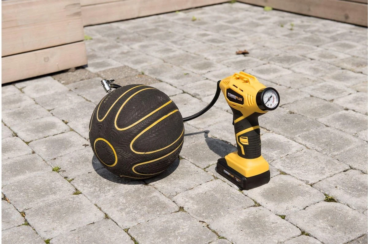 Powerplus POWX1700 Accu Compressor - Luchtcompressor - 18V - 8 Bar - Incl. 1 X 1,5Ah Accu, Lader, Koffer En Accessoires 2 Powerplus POWX1700 Accu Compressor - Luchtcompressor - 18V - 8 Bar - Incl. 1 X 1,5Ah Accu, Lader, Koffer En Accessoires - Afbeelding 2