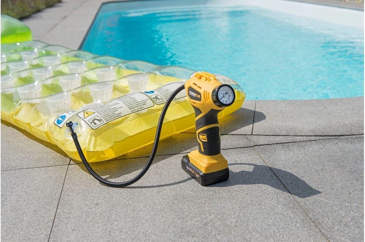 Powerplus POWX1700 Accu Compressor - Luchtcompressor - 18V - 8 Bar - Incl. 1 X 1,5Ah Accu, Lader, Koffer En Accessoires 9 Powerplus POWX1700 Accu Compressor - Luchtcompressor - 18V - 8 Bar - Incl. 1 X 1,5Ah Accu, Lader, Koffer En Accessoires - Afbeelding 9