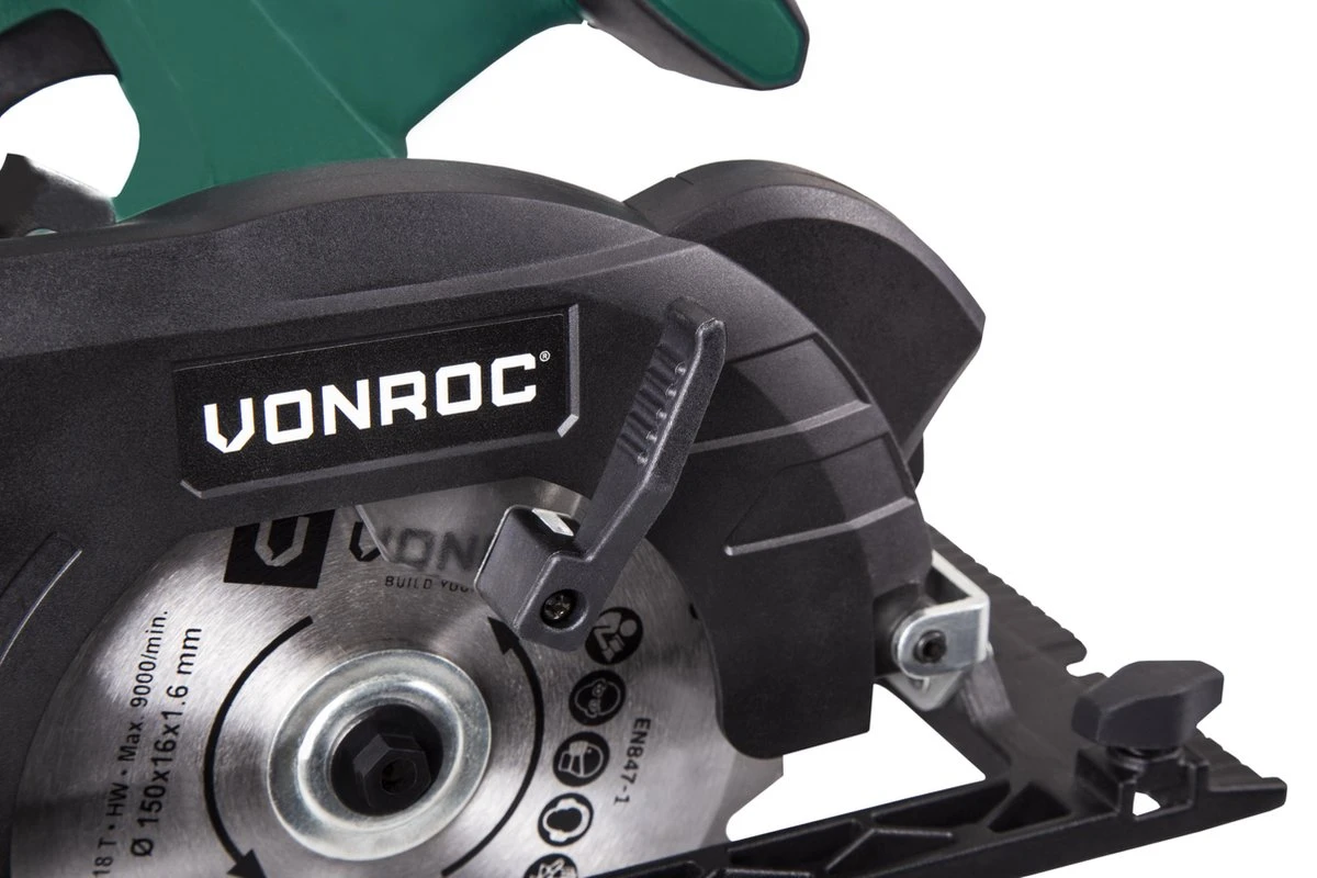 VONROC Accu Cirkelzaag – VPower 20V (zonder Accu & Lader) – Incl. Parallelgeleider & Ø150MM Zaagblad 3 VONROC Accu Cirkelzaag – VPower 20V (zonder Accu & Lader) – Incl. Parallelgeleider & Ø150MM Zaagblad - Afbeelding 3