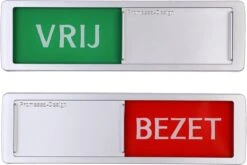 Vrij - Bezet Schuifbordje - Hoge Kwaliteit - Aluminium Look - 17,5 Cm X 5 Cm X 0,6 Cm - Promessa Design.