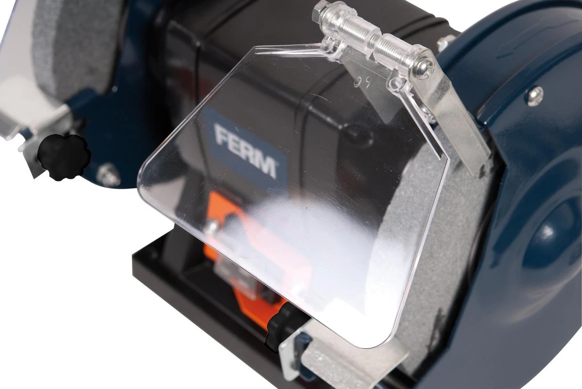 FERM Tafelslijpmachine - 150W - Stofdichte Schakelaar - Vonkvangers - Incl. 2 Slijpschijven Voor Fijn- Als Grof Slijpen 9 FERM Tafelslijpmachine - 150W - Stofdichte Schakelaar - Vonkvangers - Incl. 2 Slijpschijven Voor Fijn- Als Grof Slijpen - Afbeelding 9