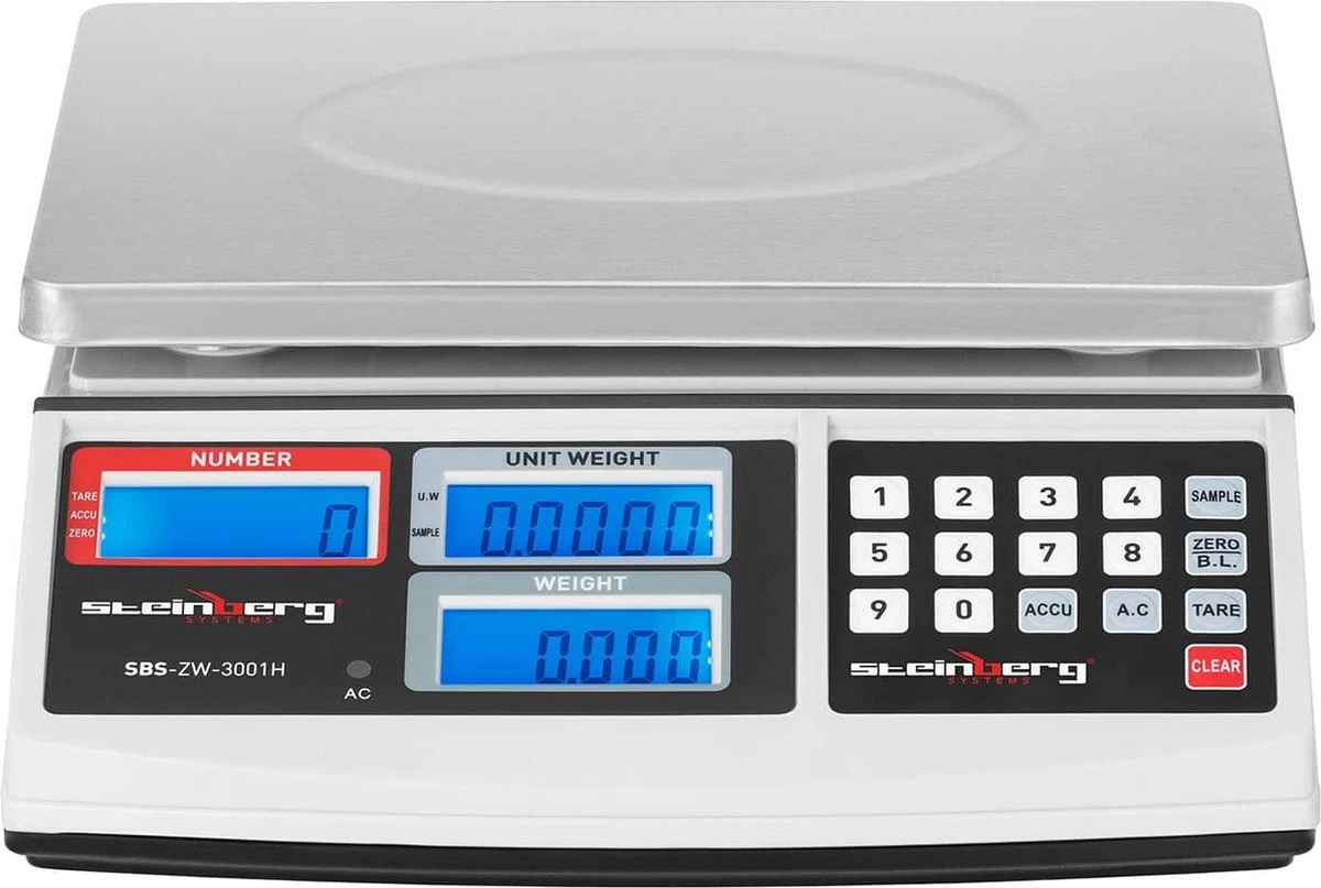 Steinberg Systems Telweegschaal - 30 Kg / 1 G - Wit 2 Steinberg Systems Telweegschaal - 30 Kg / 1 G - Wit - Afbeelding 2