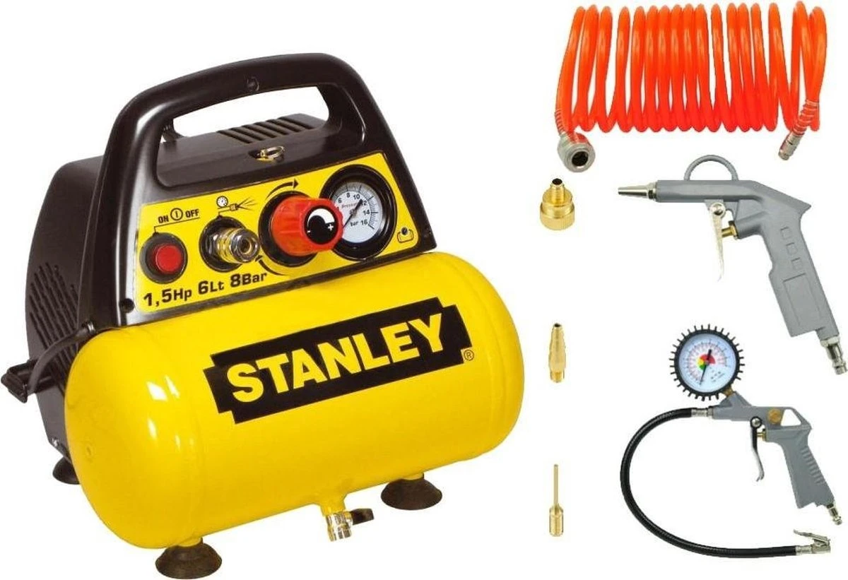 STANLEY Compressor DN200/8/6 – Inclusief 6-delige Accessoire Set 2 STANLEY Compressor DN200/8/6 – Inclusief 6-delige Accessoire Set - Afbeelding 2