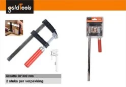 Merkloos GoldTools Schroef-lijmklem - 2 Stuks - Lijmklem - Lijmtang - F-spanklem Lijmklem - F-klem - Rood - 50x300mm