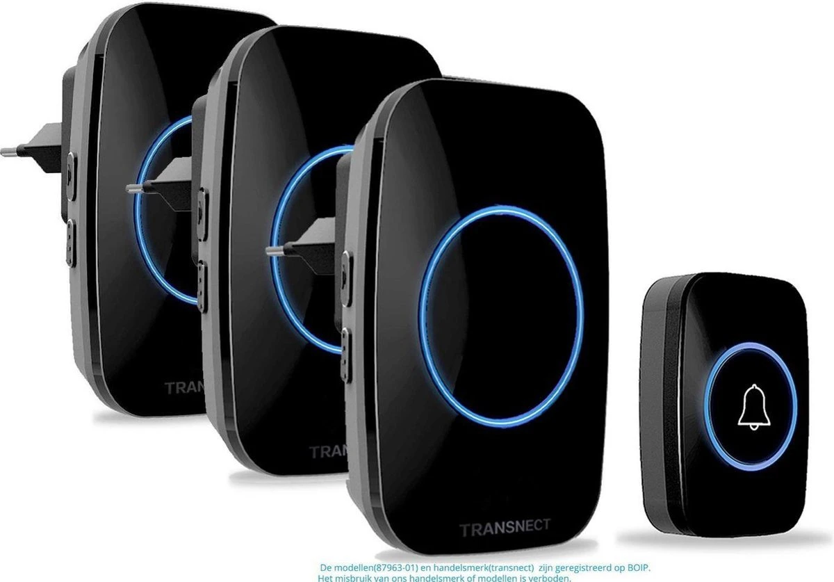 Draadloze Deurbel Met 3 Ontvangers - 5 Volume/60 Melodie - IP44 Waterdicht - Batterij Van 5 Jaar 1 Draadloze Deurbel Met 3 Ontvangers - 5 Volume/60 Melodie - IP44 Waterdicht - Batterij Van 5 Jaar