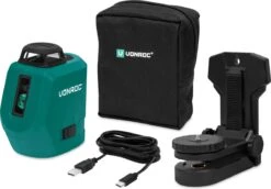 VONROC Kruislijnlaser - 360° - Groen - 4V Accu - 2600mah - Zelfnivellerend - ±40 Meter Bereik - Goede Zichtbaarheid Bij Fel Licht - Incl. Bevestigingsbeugel, USB-C Kabel & Opbergtas -Makita || Merkloos || Stanley Verkoopwinkel 1200x838 5