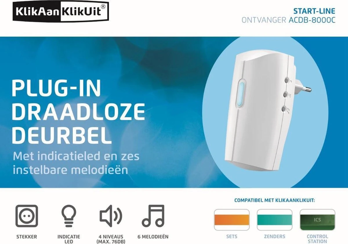 KlikAanKlikUit ACDB-8000C - Deurbelgong Netstroom - Wit 5 KlikAanKlikUit ACDB-8000C - Deurbelgong Netstroom - Wit - Afbeelding 5