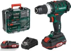 Parkside Accu Boorschroefmachineset 20V - Toerental: 0-400 Min-¹ (1e Versnelling) | 0-1400 Min-¹ (2e Versnelling) - Draaimoment: 40 Nm - Boordiameter: Max. 30 Mm (hout) | 13 Mm (staal) - Inclusief: 2 Accu's, 1 Oplader En 73-delige Toebehorenset