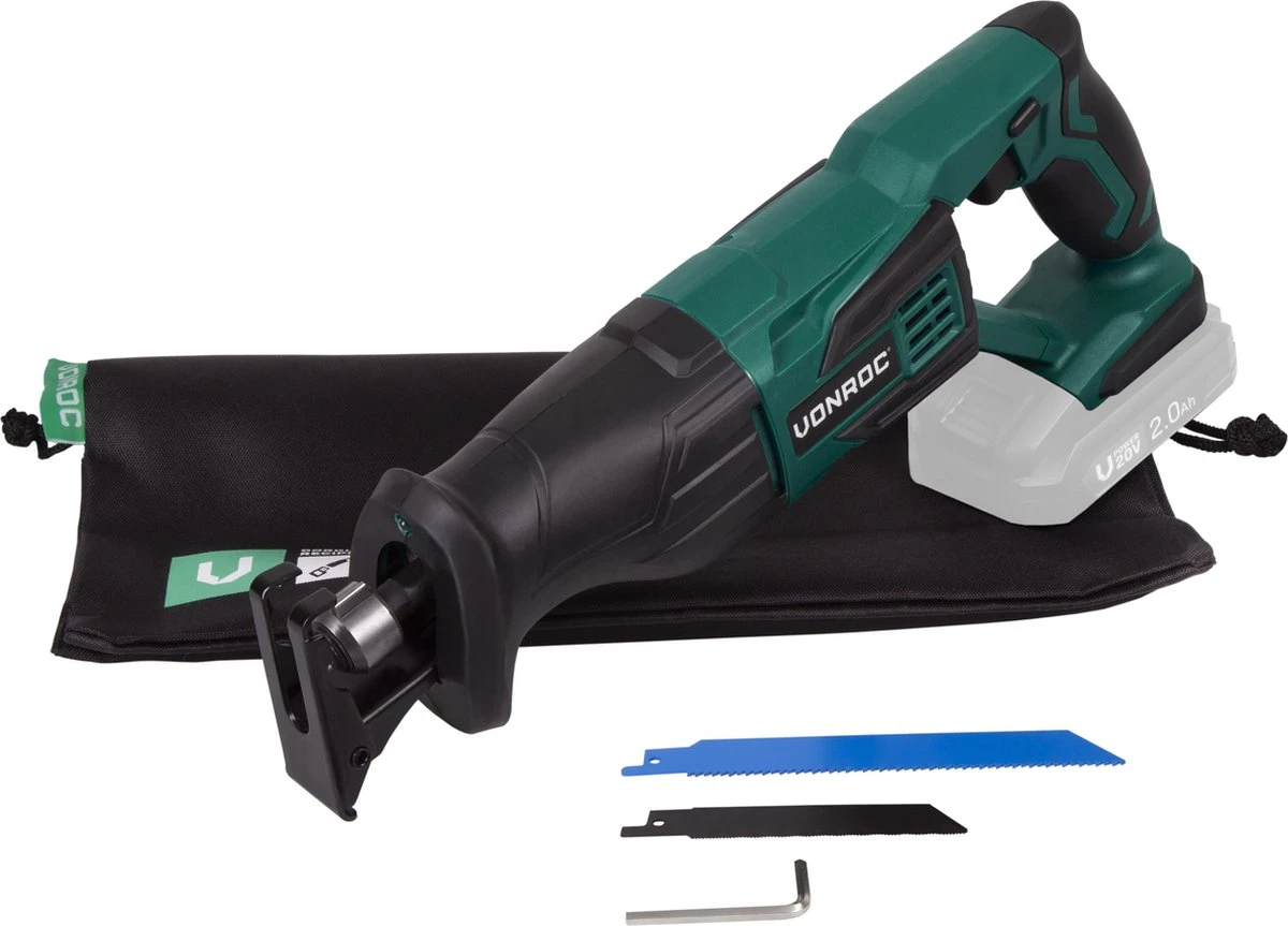 VONROC Accu Reciprozaag – VPower 20V – Incl. Zaagbladen & Opbergtas - Losse Body (geleverd Zonder Accu En Lader) 2 VONROC Accu Reciprozaag – VPower 20V – Incl. Zaagbladen & Opbergtas - Losse Body (geleverd Zonder Accu En Lader) - Afbeelding 2