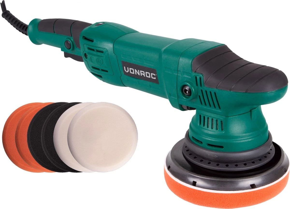 VONROC Excentrische Poetsmachine – 1050W – Ø150MM – Soft Start – Incl. 7 Schijven, Steunschijf & Tas 1 VONROC Excentrische Poetsmachine – 1050W – Ø150MM – Soft Start – Incl. 7 Schijven, Steunschijf & Tas