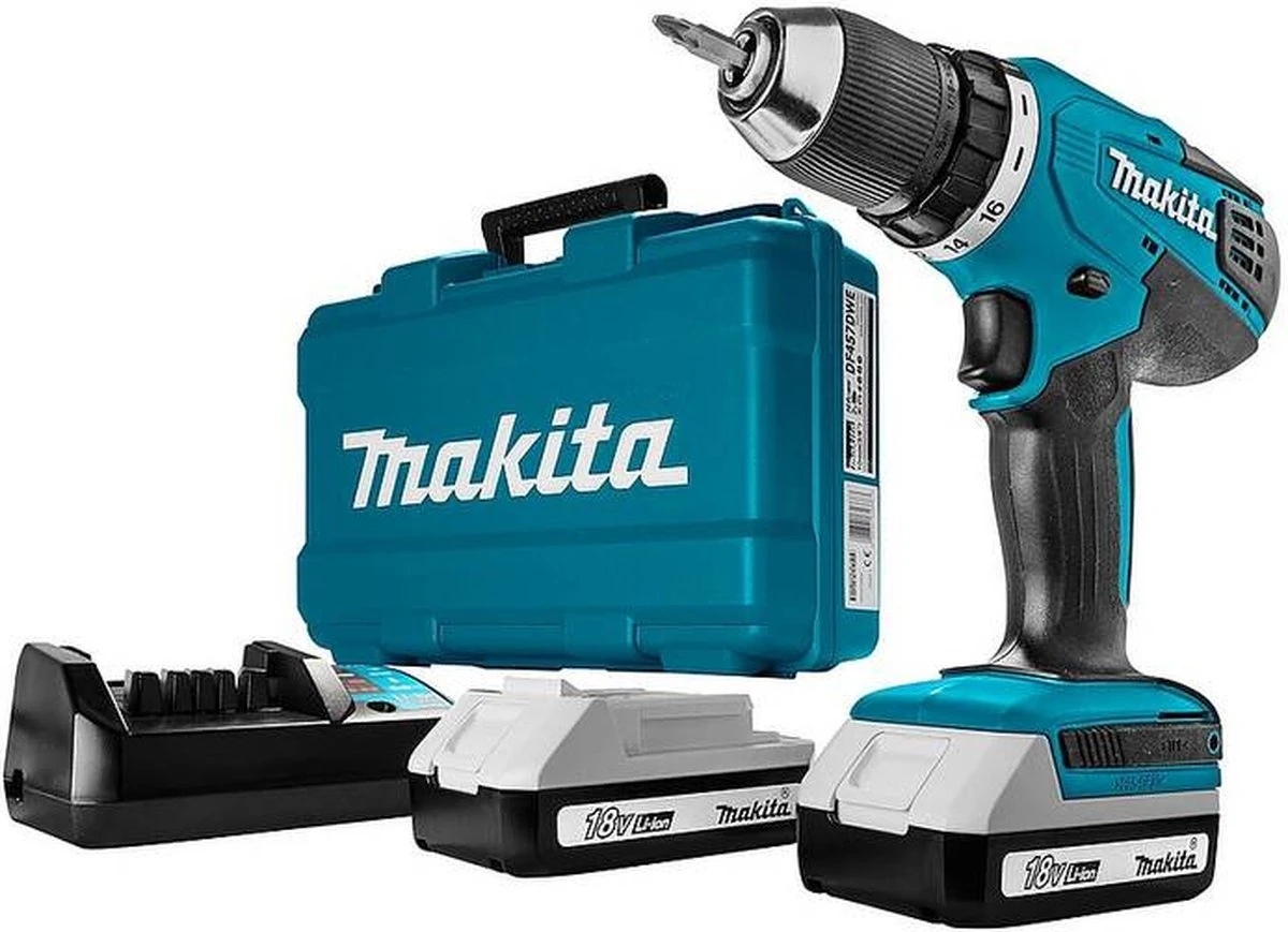 Makita HP457DWE10 Klopboor-/Schroefmachine -18 V - Met 74-Delige Accesoireset 10 Makita HP457DWE10 Klopboor-/Schroefmachine -18 V - Met 74-Delige Accesoireset - Afbeelding 10