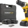 Powerplus POWX00501 Accu Boormachine - Schroefboormachine - Boormachine Accu - Accu Schroevendraaier - 20V - Incl. 3 X 20V Li-ion Accu's, Lader En 12-delige Gereedschapskoffer Met Schroefbits - Voor Hout, Steen En Metaal