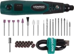 VONROC Roterende Multitool – 4V – Incl. 31-delige Accessoire Set & Opbergtas