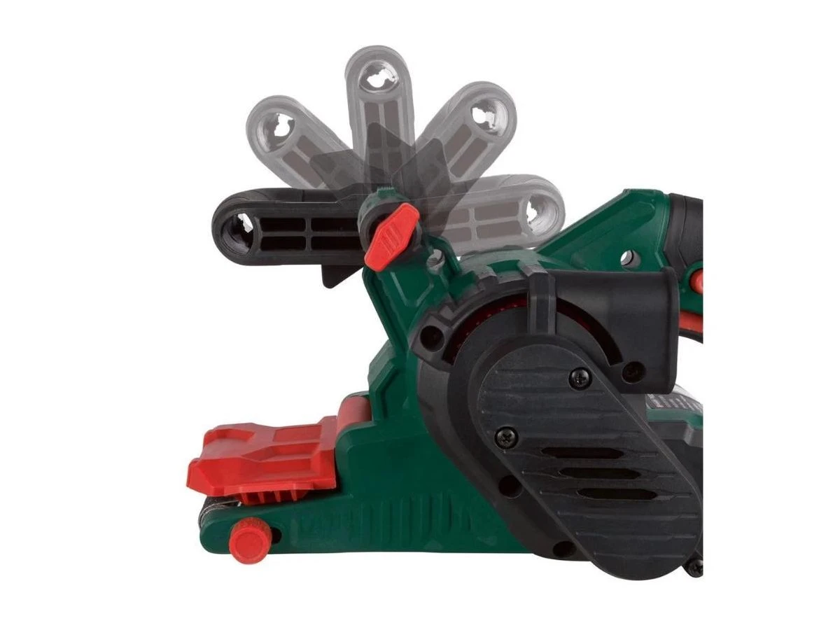 Parkside Bandschuurmachine - Bandsnelheid: 170–250 M/min - Schuuroppervlak: 75 X 140 Mm - Stofafzuiging: Stofbox - Met Sterke Motor, Variabele Snelheidsregeling En Gereedschaploos Schuurpapier Verwisselen 2 Parkside Bandschuurmachine - Bandsnelheid: 170–250 M/min - Schuuroppervlak: 75 X 140 Mm - Stofafzuiging: Stofbox - Met Sterke Motor, Variabele Snelheidsregeling En Gereedschaploos Schuurpapier Verwisselen - Afbeelding 2