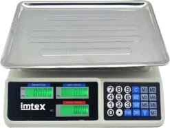 Imtex Marktweegschaal 40 KG - Horeca Weegschaal - Digitale Prijs Weegschaal - 5G Tot 40KG - Oplaadbare Accu