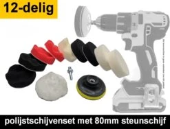 Polijstset Van Ø80 Mm 12 Delige Polijstschijven Set Met Velcro Steunschijf M10 Aansluiting Voor Polijstmachine En Boormachine Adapter Voor O.a. Auto En Koplampen -Makita || Merkloos || Stanley Verkoopwinkel 1200x911 9