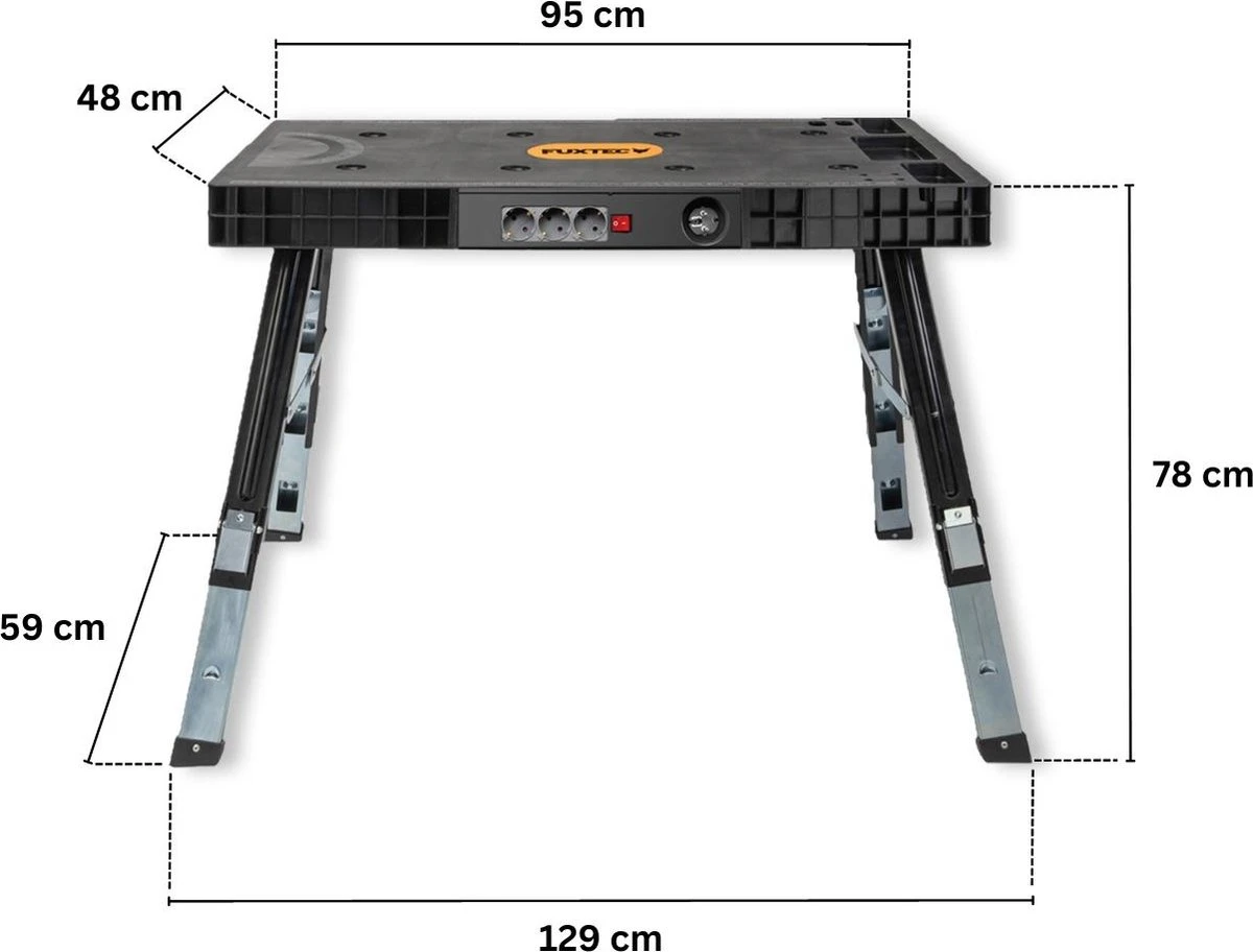 FUXTEC Werkbank - 5in1 - Universele Werkbank, Werkplatform, Steiger, Zaagbok, Transportrol En Werkplaatsrolbord In één - FX-WB 6 FUXTEC Werkbank - 5in1 - Universele Werkbank, Werkplatform, Steiger, Zaagbok, Transportrol En Werkplaatsrolbord In één - FX-WB - Afbeelding 6