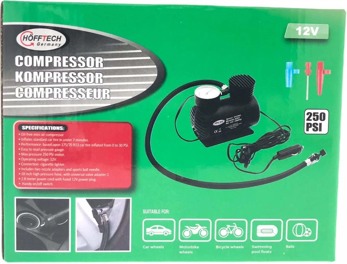 Hofftech Compacte Luchtcompressor - Ideaal Voor Banden En Opblaasartikelen 9 Hofftech Compacte Luchtcompressor - Ideaal Voor Banden En Opblaasartikelen - Afbeelding 9
