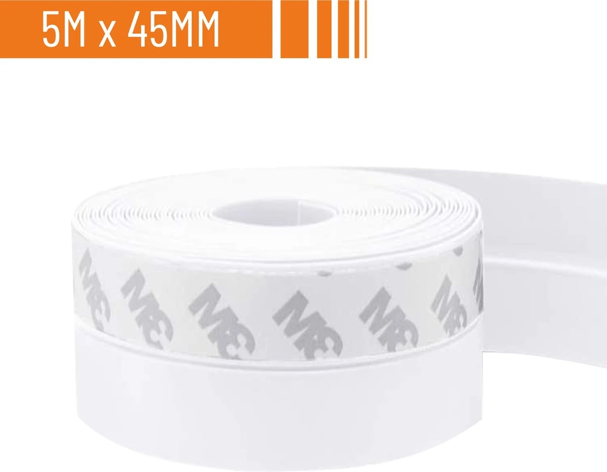Simple Fix Tochtstrip - 500cm X 4.5cm - Tochtstrips Voor Deuren - Tochtstopper - Tochtrol - Tochtband - Tochthond - Zelfklevend En Isolerend - Wit 1 Simple Fix Tochtstrip - 500cm X 4.5cm - Tochtstrips Voor Deuren - Tochtstopper - Tochtrol - Tochtband - Tochthond - Zelfklevend En Isolerend - Wit