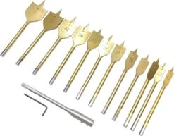 Merkloos 14 Dlg Speedborenset + Verlenstuk 10-38mm Titanium Speedboor Houtboor Hout Boor