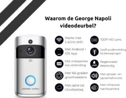 George Napoli Video Deurbel HD - Draadloze Deurbel – Deurbel Met Camera - WiFi Deurbel - Infrarood - Oplaadbaar - Met Gong - Zilver -Makita || Merkloos || Stanley Verkoopwinkel 1200x936 5
