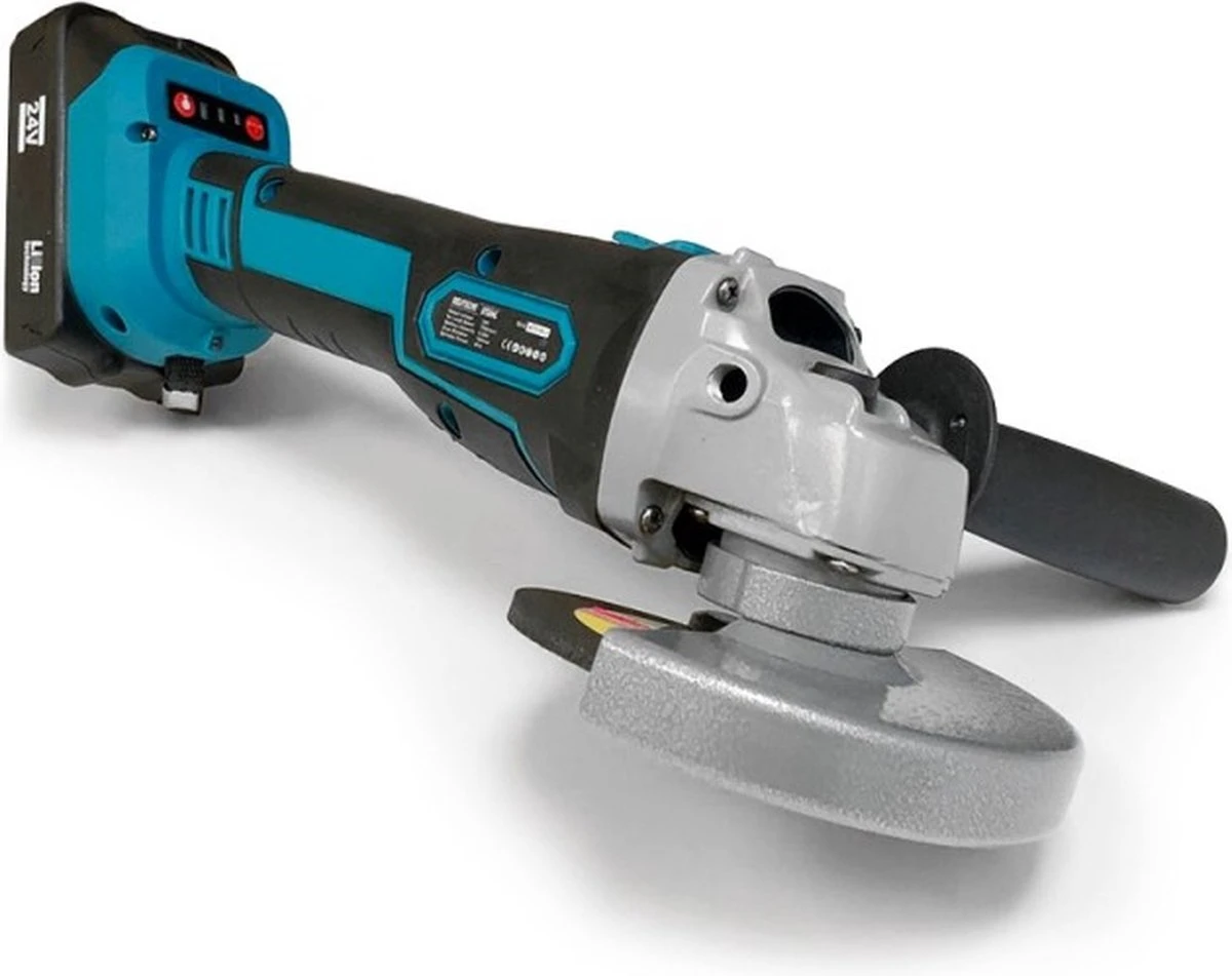 Deutsche Stahl Haakse Slijper - Slijptol - Gereedschap - Slijpmachine - Draadloos - 24V Accu - 2 Batterijen - 7000RPM - 1 Uur Snellader - 2 Zaagblad Van 125mm - Softgrip - Met Tas - Blauw 10 Deutsche Stahl Haakse Slijper - Slijptol - Gereedschap - Slijpmachine - Draadloos - 24V Accu - 2 Batterijen - 7000RPM - 1 Uur Snellader - 2 Zaagblad Van 125mm - Softgrip - Met Tas - Blauw - Afbeelding 10