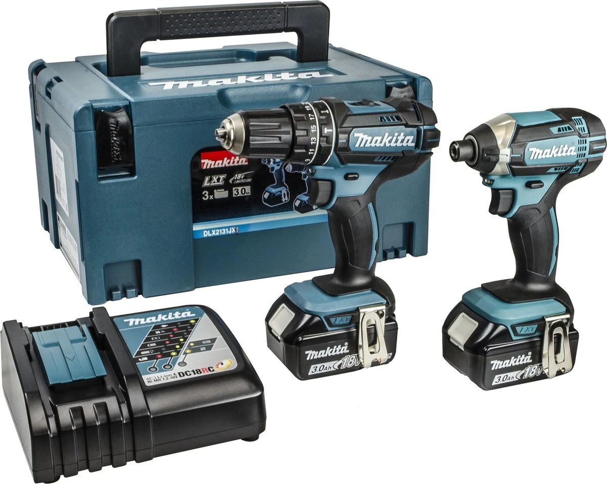 Makita DLX2131JX 18V Accu Klopboormachine DHP482 + Slagschroevendraaier DTD152 Combiset (2x 3.0Ah Accu) 1 Makita DLX2131JX 18V Accu Klopboormachine DHP482 + Slagschroevendraaier DTD152 Combiset (2x 3.0Ah Accu)