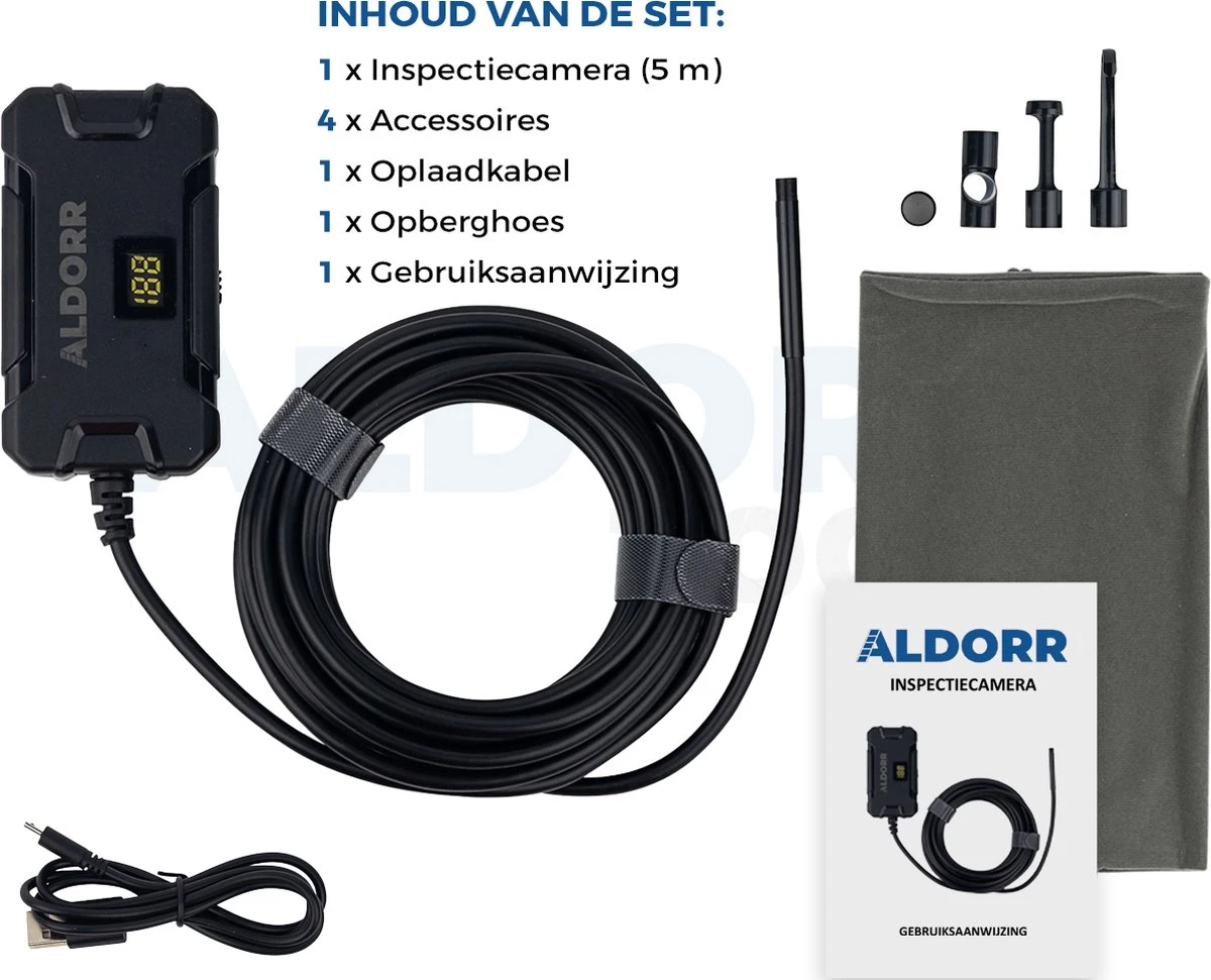 ALDORR Tools - Inspectiecamera 5M - Android/IOS - IP68 Waterdicht - 1080P HD - Endoscoop - Inspecteren Met Telefoon 5 ALDORR Tools - Inspectiecamera 5M - Android/IOS - IP68 Waterdicht - 1080P HD - Endoscoop - Inspecteren Met Telefoon - Afbeelding 5