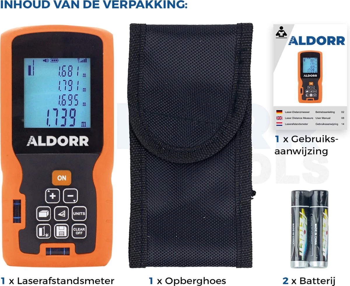 ALDORR Tools - Professionele Laserafstandmeter - 120 Meter Bereik - Uitgebreide Meetopties 6 ALDORR Tools - Professionele Laserafstandmeter - 120 Meter Bereik - Uitgebreide Meetopties - Afbeelding 6