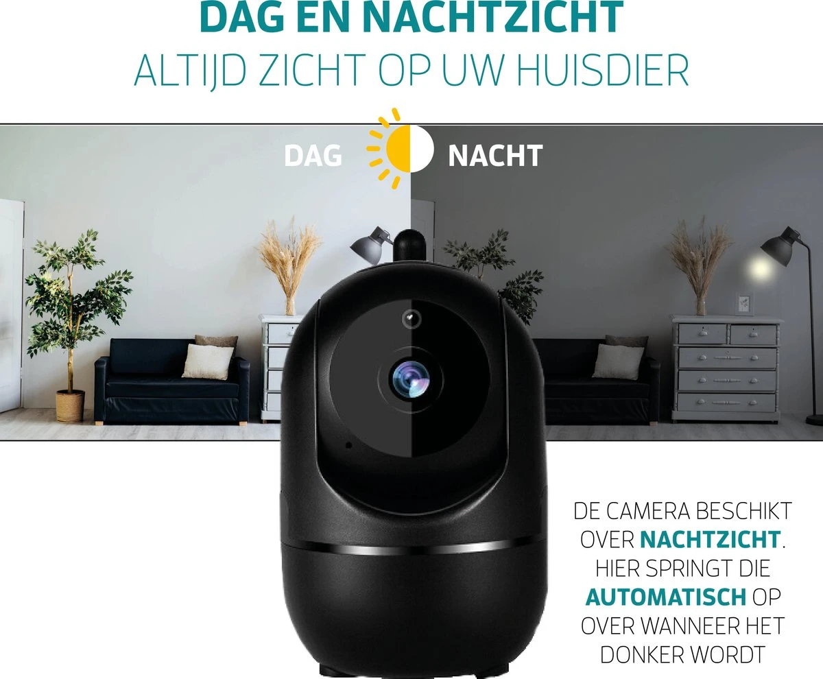 Beveiligingscamera - Huisdiercamera - WiFi - Beweeg En Geluidsdetectie - Werkt Met App - Zwart 3 Beveiligingscamera - Huisdiercamera - WiFi - Beweeg En Geluidsdetectie - Werkt Met App - Zwart - Afbeelding 3